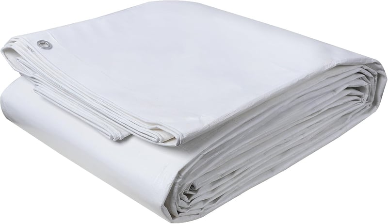 WOLTU PE Takaróponyva 180g/m² Vízálló Szakadásálló Szemmekkel - 3 x 4 metres, White