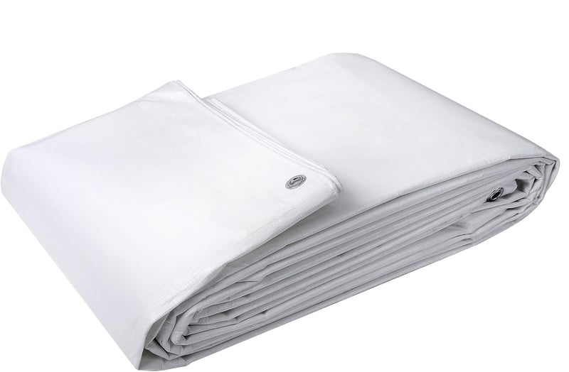WOLTU PE Takaróponyva 180g/m² Vízálló Szakadásálló Szemmekkel - 3 x 4 metres, White