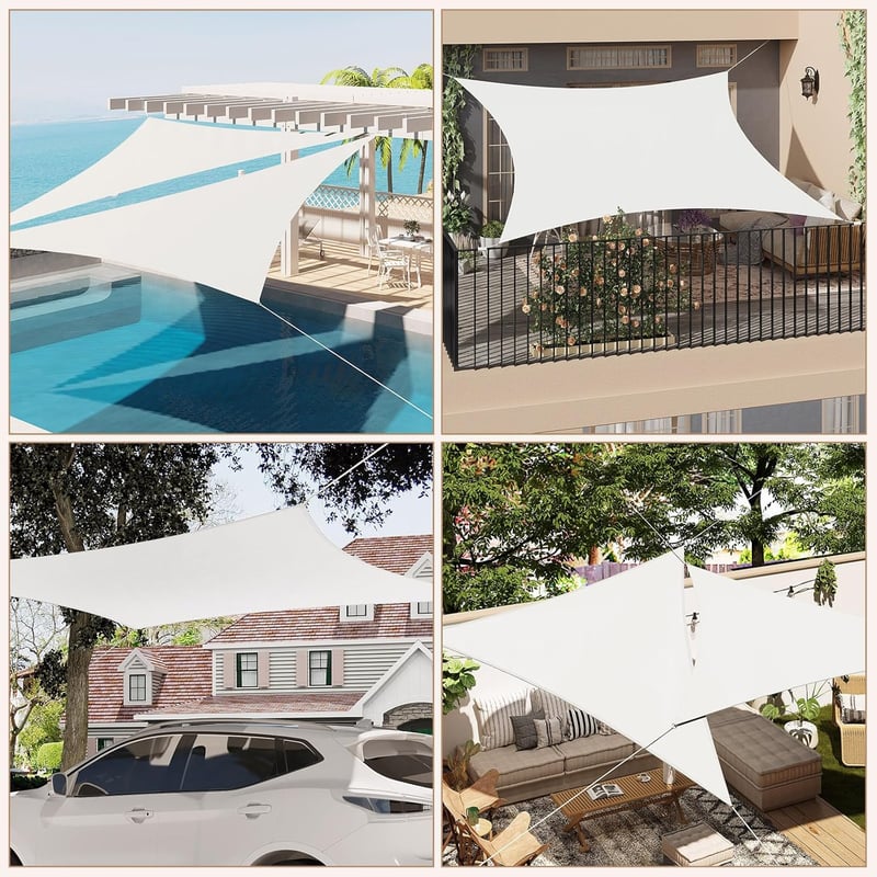 WOLTU PES Awning 300D Oxford Fabric New Material with PU Coating 1000 mm Water Resistance 95% UV Protection 5 mm 304 Stainless Steel Rings Double Layer Straps for Balcony Garden Patio Pool