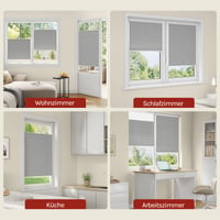 WOLTU Plisovaná roleta bez vŕtania, upevnenie na klipy, 80x220 cm, sivá, krčený efekt, polopriehľadné tienenie na okná a dvere 8