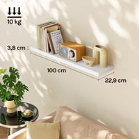 WOLTU RG9317ws Závesná nástenná polica, regál na CD, DVD a knihy, MDF drevo, 100x22,9x3,8 cm, biela, do obývačky, kancelárie, spálne a kuchyne 3