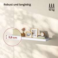 WOLTU RG9317ws Závesná nástenná polica, regál na CD, DVD a knihy, MDF drevo, 100x22,9x3,8 cm, biela, do obývačky, kancelárie, spálne a kuchyne 4