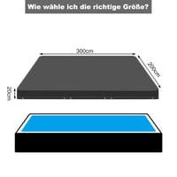 WOLTU Obdĺžniková krycia plachta na bazén 300x200 cm, vodoodolná solárna plachta 200 g/m² PE, s oceľovým lankom a hliníkovým napínačom, tmavosivá 8