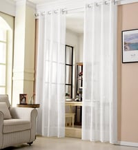 Perdea Voile WOLTU cu Aspect de In, Semitransparentă, 245x140 cm, Alb, cu Inele pentru Agățare 2