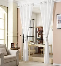 Perdea Voile WOLTU cu Aspect de In, Semitransparentă, 245x140 cm, Alb, cu Inele pentru Agățare 4