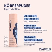 Womn Intimate Comfort Dry & Fresh Powder – Telový púder bez mastenca pre ženy proti poteniu, treniu a zápachu, 100 g 3