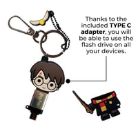 WONDEE Disney Harry Potter 2 v 1 kľúčenka a USB kľúč 32 GB s USB-C adaptérom – darček Harry Potter pre deti, ženy a mužov 3