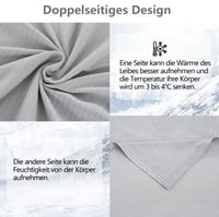 Pătură răcoritoare de vară WONGS BEDDING 2 în 1, cu două fețe, Arc-Chill Q-Max 0,43, pătură autocolantă pentru călătorii și canapea, gri, 150x200 cm 4