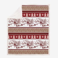 WONGS BEDDING Karácsonyi Takaró 130x150cm - Kétoldalas Sherpa Pléd Karácsonyfa Mintával, Puha Meleg Polár Ágytakaró, Piros 7