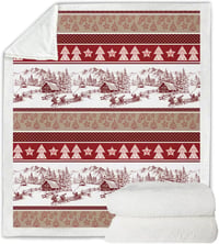 WONGS BEDDING Karácsonyi Takaró 150x200 cm - Kétoldalas Sherpa Pléd Karácsonyfás Mintával, Puha Meleg Polár Ágytakaró, Piros 7