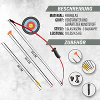 WONOPS Gyermek Íjászat Készlet 6+ Éves, 10 lbs Recurve Íj, 3 Nyíl, Üvegszál, Céltábla és Kiegészítők 5