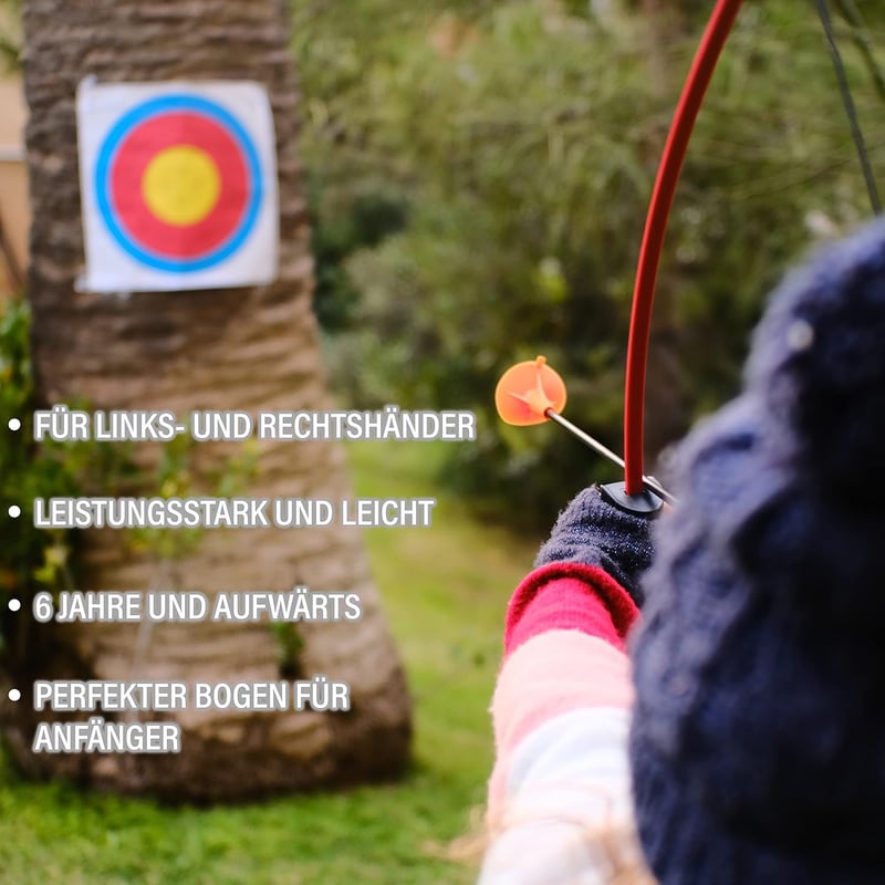 WONOPS Gyermek Íjászat Készlet 6+ Éves, 10 lbs Recurve Íj, 3 Nyíl, Üvegszál, Céltábla és Kiegészítők