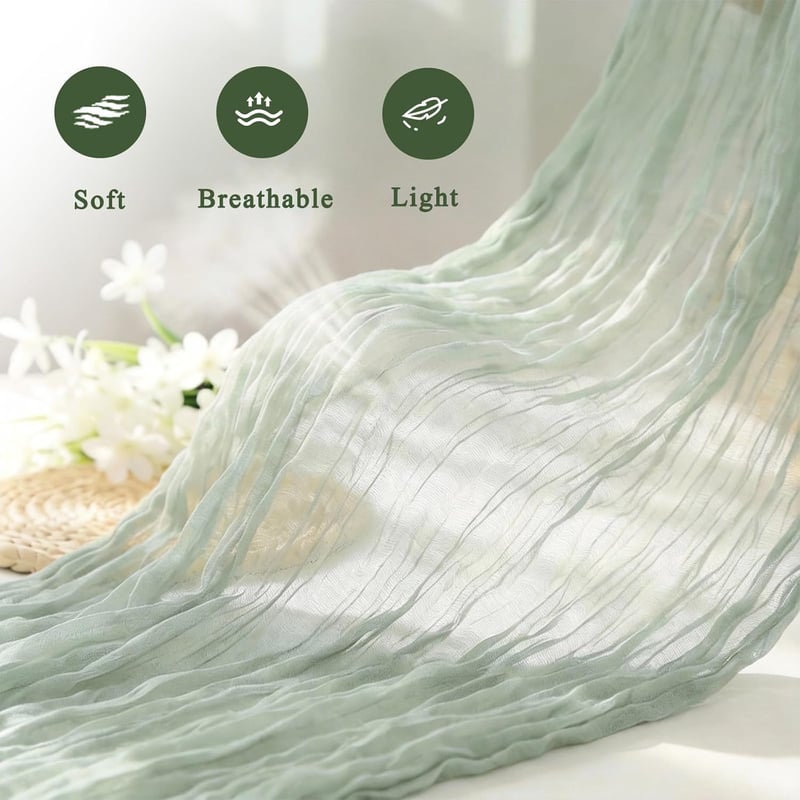 Wonuante 2 db Cheesecloth Asztali Futó 90x400 cm Bohó Gázlabda Esküvői Dekoráció