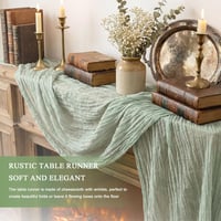 Wonuante 2 db Cheesecloth Asztali Futó 90x400 cm Bohó Gázlabda Esküvői Dekoráció 7
