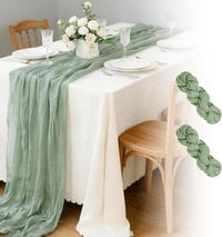 Wonuante 2 db Cheesecloth Asztali Futó 90x400 cm Bohó Gázlabda Esküvői Dekoráció 1