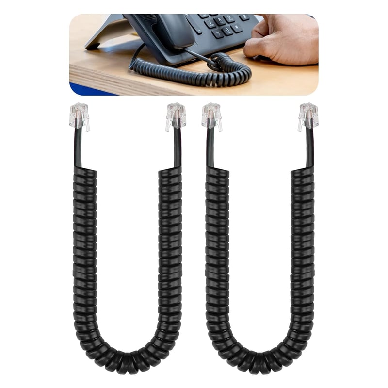 Wonvify RJ9 Spirál Telefonkábel 2db Vezetékes Telefon Kézibeszélő Csatlakozó