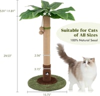 Woochpet Macskakaparó Pálmafa Forma 35cm Sisal Kötéllel Interaktív Játékkal 7