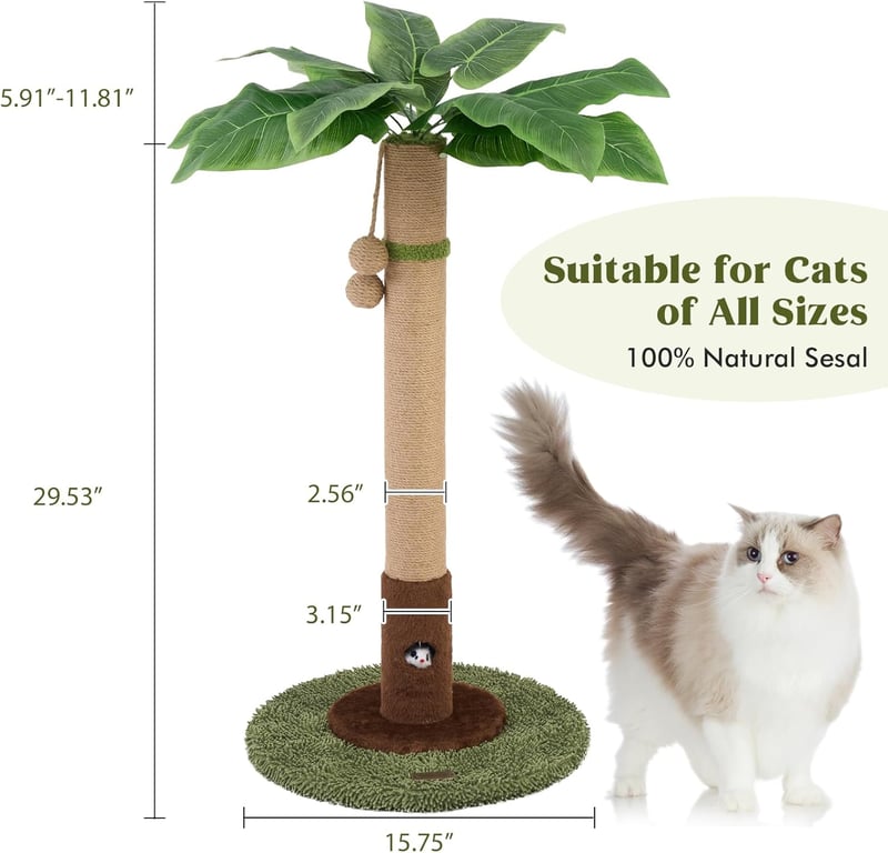 Woochpet Macskakaparó Pálmafa Forma 35cm Sisal Kötéllel Interaktív Játékkal