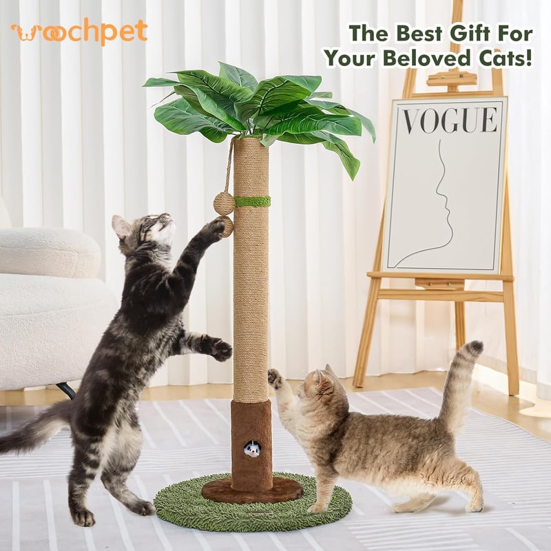 Woochpet Macskakaparó Pálmafa Forma 35cm Sisal Kötéllel Interaktív Játékkal
