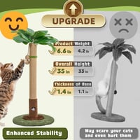 Woochpet Macskakaparó Pálmafa Forma 35cm Sisal Kötéllel Interaktív Játékkal 5