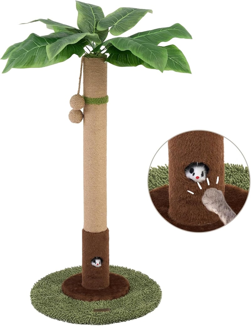 Woochpet Macskakaparó Pálmafa Forma 35cm Sisal Kötéllel Interaktív Játékkal