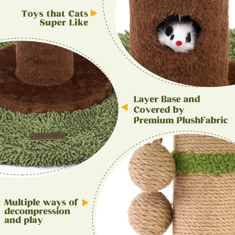 Woochpet Macskakaparó Pálmafa Forma 35cm Sisal Kötéllel Interaktív Játékkal