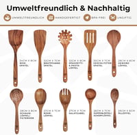Woodenhouse 10 részes teakfa főzőkanál készlet - Merőkanál, spatula, konyhai eszközök tapadásmentes edényekhez - Természetes, BPA-mentes 4