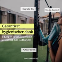 WOODSANDWAVES fitness törölköző mágneses csipesszel és cipzáras zsebbel - 50x125 cm 2