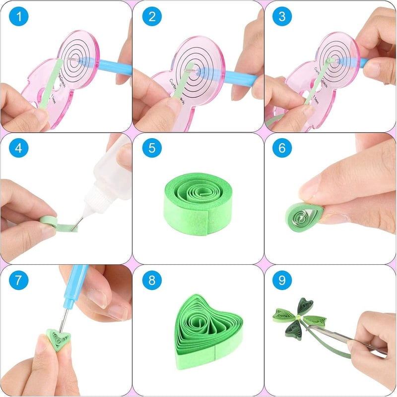 Woohome 48 darabos papír quilling készlet sablonokkal és mintázatokkal