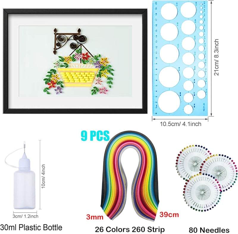 Woohome 48 darabos papír quilling készlet sablonokkal és mintázatokkal