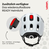 Detská cyklistická prilba woom Ready veľkosť S (50-53 cm) – So šiltom a ochranou proti nárazu – Nastaviteľná prilba pre chlapcov a dievčatá – Svetlosivá 9