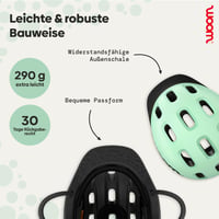 Detská cyklistická prilba woom Ready veľkosť S (50-53 cm) – So šiltom a ochranou proti nárazu – Pre chlapcov a dievčatá – Nastaviteľná – Mätová 7