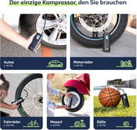 Woowind AP2-P Akkumulátoros Kompresszor, Elektromos Légpumpa Autóhoz és Kerékpárhoz 150 PSI, Powerbank Funkcióval, Presta Schrader Dunlop 6