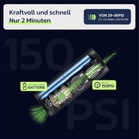 Woowind AP2-P Akkumulátoros Kompresszor, Elektromos Légpumpa Autóhoz és Kerékpárhoz 150 PSI, Powerbank Funkcióval, Presta Schrader Dunlop 5