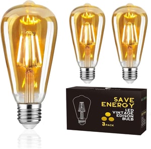 LED žiarovka WOOWTT E27 Edison, stmievateľná, 4W, 2700K, teplá biela - 3 ks