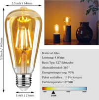 WOOWTT E27 LED Edison izzó 4W dimmelhető meleg fehér 2700K 3db szett 3