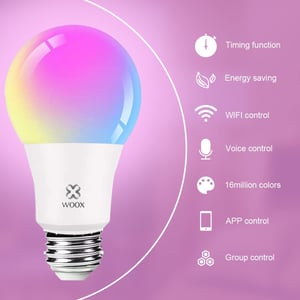 Inteligentná LED žiarovka Woox E27, RGB, Wi-Fi, kompatibilná s Alexa/Google Home, 4 ks