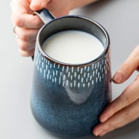 WOQIJENCV 700ml Kerámia Kávésbögre Kék - Nagy Kapacitású Cappuccino és Teásbögre 5