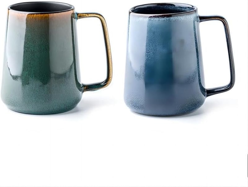 WOQIJENCV 700ml Kerámia Kávésbögre Zöld - Nagy Kapacitású Cappuccino és Teásbögre