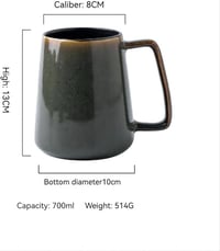 WOQIJENCV 700ml Kerámia Kávésbögre Zöld - Nagy Kapacitású Cappuccino és Teásbögre 2
