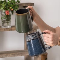 WOQIJENCV 700ml Kerámia Kávésbögre Zöld - Nagy Kapacitású Cappuccino és Teásbögre 5