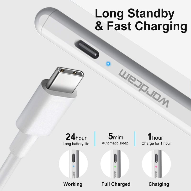 Wordcam Stylus Toll iPad-hez Tenyérérzékelővel - Kompatibilis iPad Pro 11/12.9, iPad Air 3/4/5, iPad 6-9 Gen, iPad Mini 5/6 Modellekkel