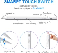 Wordcam Stylus Toll iPad-hez Tenyérérzékelővel - Kompatibilis iPad Pro 11/12.9, iPad Air 3/4/5, iPad 6-9 Gen, iPad Mini 5/6 Modellekkel 4
