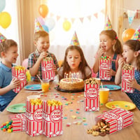 Woric vrecúška na popcorn, 135 ks, červeno-biele retro papierové vrecúška na pochutiny, vhodné na filmový večer, narodeniny, letnú párty a školské podujatia, 9x21 cm 7