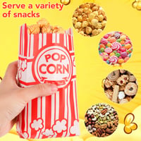 Woric vrecúška na popcorn, 135 ks, červeno-biele retro papierové vrecúška na pochutiny, vhodné na filmový večer, narodeniny, letnú párty a školské podujatia, 9x21 cm 4