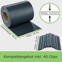 WORKINGHOUSE PVC Kerítéstakaró 450g/m² Antracit 50m Tekercs Szélvédelem Klipsekkel - 1, Charcoal 6