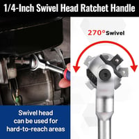 WORKPRO 1/4" Forgófejes Racsni 72 Fogas Csatlakozóval 270° Hajlítható Fej Gyorsoldással 3