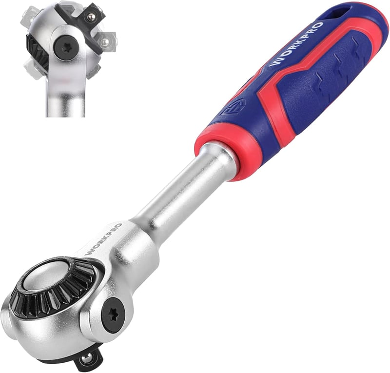 WORKPRO 1/4" Forgófejes Racsni 72 Fogas Csatlakozóval 270° Hajlítható Fej Gyorsoldással