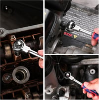 WORKPRO 1/4" Forgófejes Racsni 72 Fogas Csatlakozóval 270° Hajlítható Fej Gyorsoldással 8