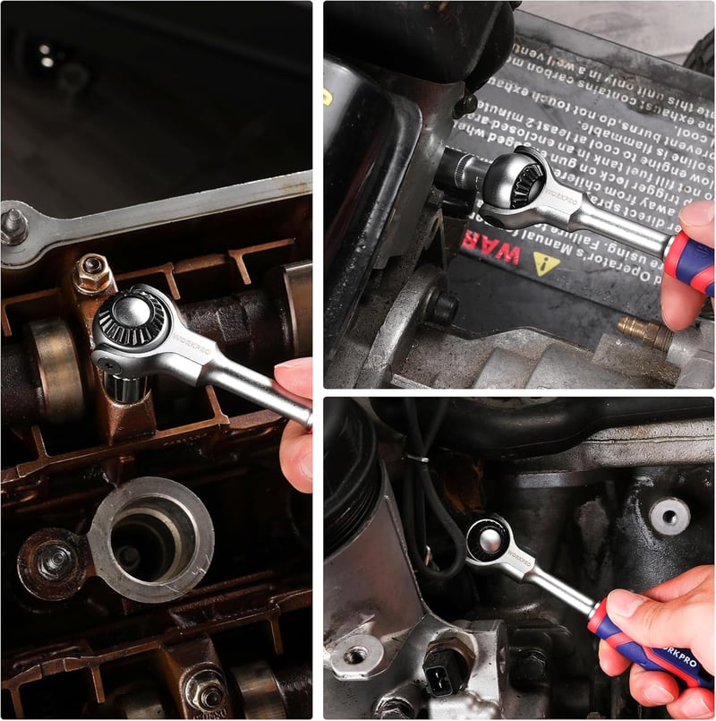 WORKPRO 1/4" Forgófejes Racsni 72 Fogas Csatlakozóval 270° Hajlítható Fej Gyorsoldással
